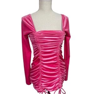 Wild Fable Pink Velvet Ruched Mini Dress Size XS Barbiecore Y2K 90s Coquette